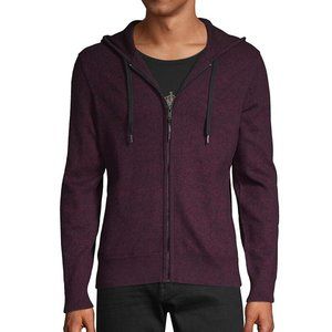 John Varvatos Star USA Men's Richmond Full Zip Front Hoodie Marled Knit Port